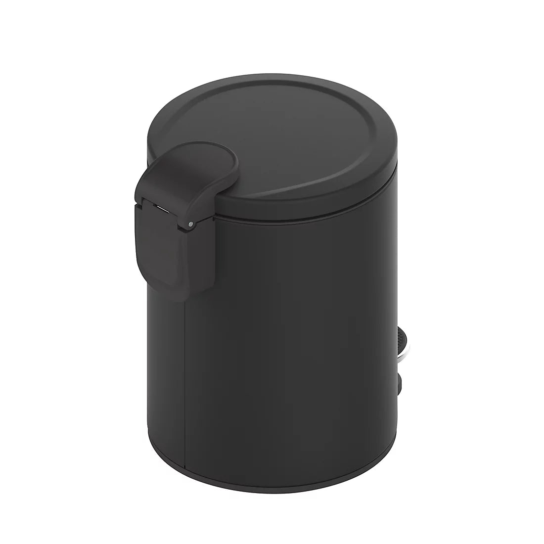 Innovaze 3.2 Gal./12-Liter and 0.8 Gal./3 Liter Stylish Round Shape Metal Step-on Trash Can Combo - Matte Black