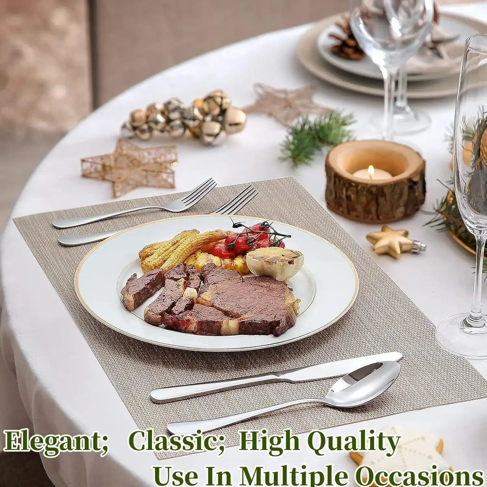 48-Piece Silverware Set with Organizer, Stainless Steel Silverware Flatware Set for 8, Kitchen Utensils with Steak Knives, Mirror Polished Dinner Knife, Forks, Spoons, Tableware Serving Tray