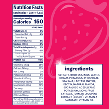 Nutrition facts and ingredients for ultra-filtered strawberry milkshake, 150 calories
