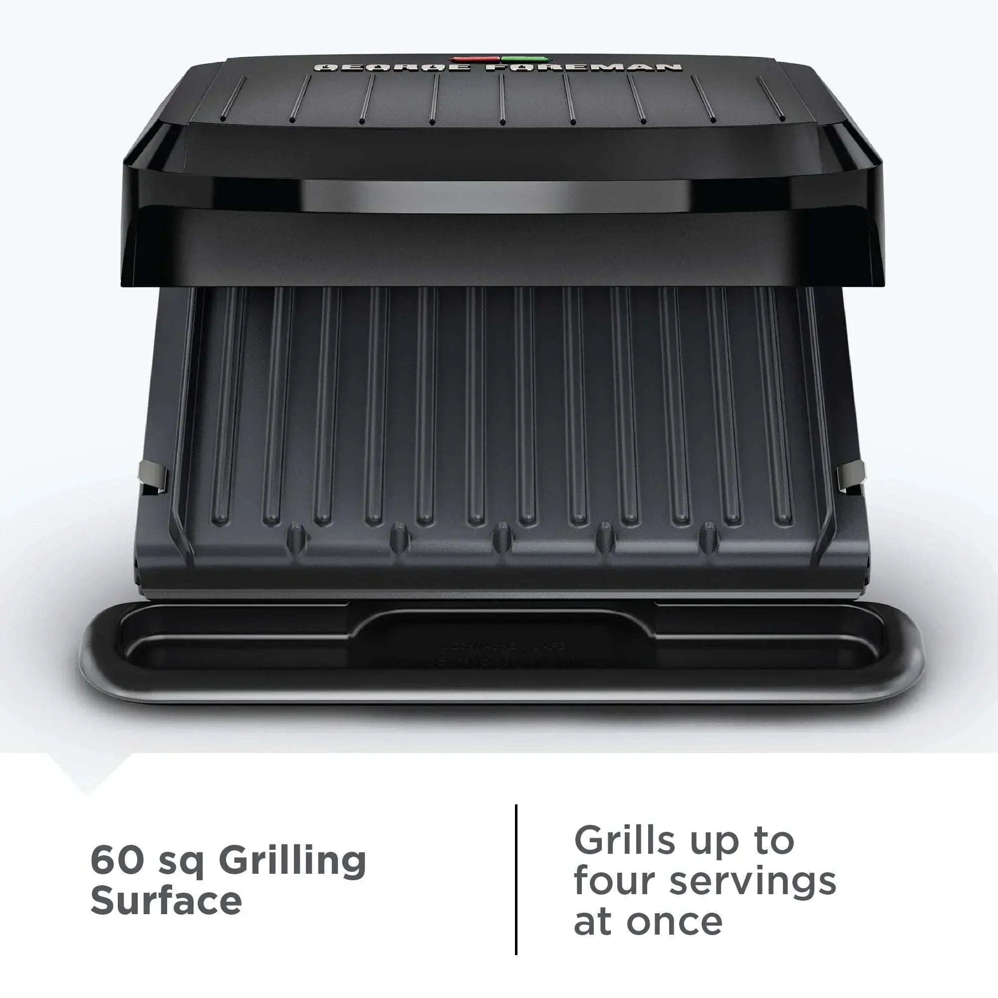 George Foreman 4-Serving Non-Stick Removable Dishwasher Safe Plates, Grill and Panini Maker, Durable Easy-to-Clean Plastic Housing - USA MEGA SHOP