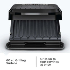 George Foreman 4-Serving Non-Stick Removable Dishwasher Safe Plates, Grill and Panini Maker, Durable Easy-to-Clean Plastic Housing - USA MEGA SHOP
