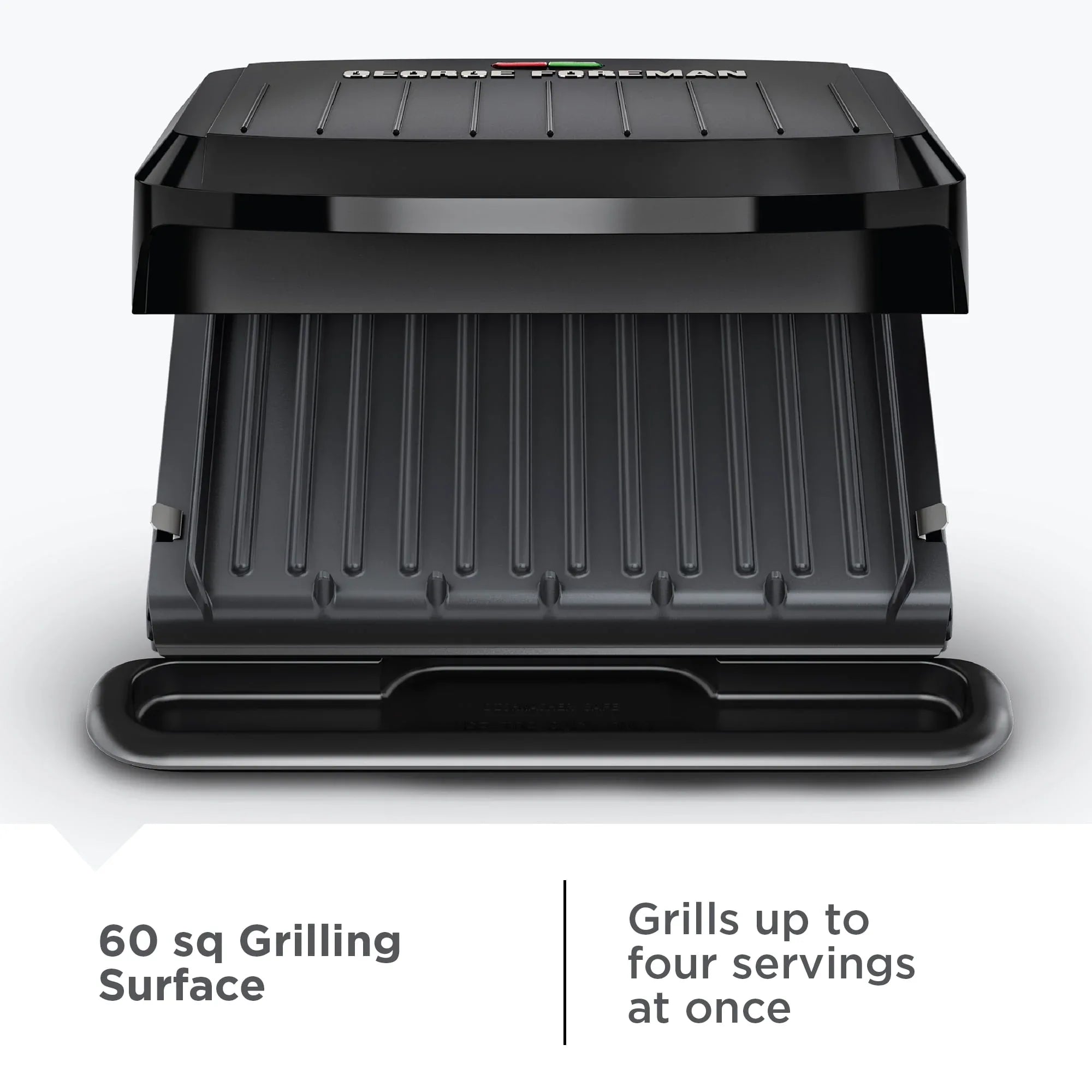 George Foreman 4-Serving Nonstick Grill & Panini Maker with Removable Dishwasher-Safe Plates