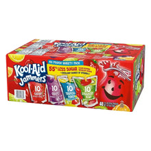 Kool-Aid Jammers 40 pouch variety pack box angled view with flavor icons