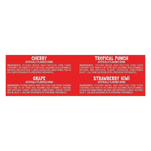 Kool-Aid Jammers variety pack back panel with ingredients for multiple flavors