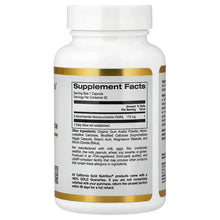 NMN supplement bottle back label with Supplement Facts and ingredient list