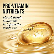 Golden nutrient droplet graphic with PRO nutrition for Pantene conditioner