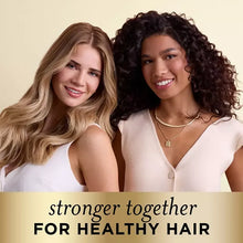 Two women with healthy-looking long hair, suggesting daily moisture renewal care.