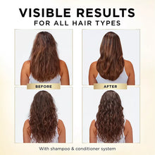 Pantene Daily Moisture Renewal hair care results graphic, back view before and after