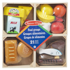Melissa & Doug Food Groups - 21 Wooden Pieces and 4 Crates, Multi - USA MEGA SHOP