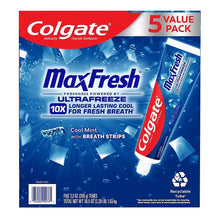 Colgate MaxFresh toothpaste 5-pack, cool mint, ultrafreeze tube box