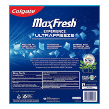 Colgate MaxFresh toothpaste 5-pack back panel with drug facts and mint