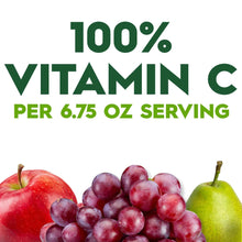 100% vitamin C claim per 6.75 oz serving with fruit images