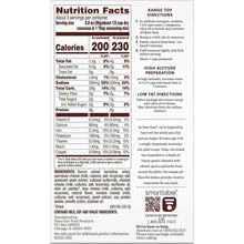 Nutrition Facts and ingredients panel for couscous mix