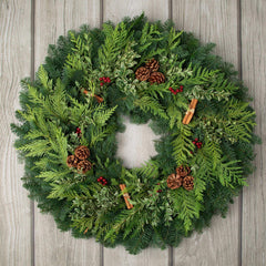 28" Fresh Cinnamon Stick Wreath and Birch Log Centerpiece Bundle