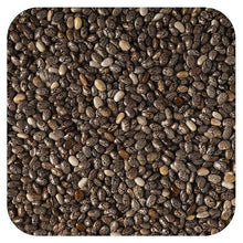 Raw organic chia seeds, dark speckled seeds with light kernels