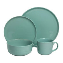 Seafoam green stoneware dinnerware set: dinner plate, side bowl and mug