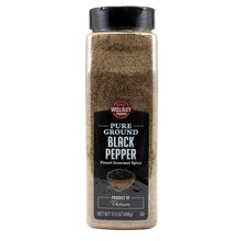 Wellsley Farms pure ground black pepper bottle with black cap, 17.5 oz.