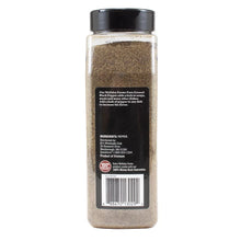Wellsley Farms ground black pepper bottle with black cap and back label ingredients info.
