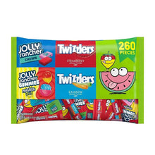 Candy variety bag with Jolly Rancher and Twizzlers branding, 260 pieces, green and blue