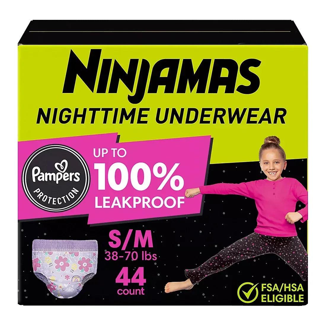Ninjamas Bedwetting Nighttime Underwear for Girls (Select Size)