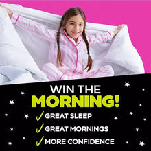 Girls pink button pajama set lying on bed with underwear visible