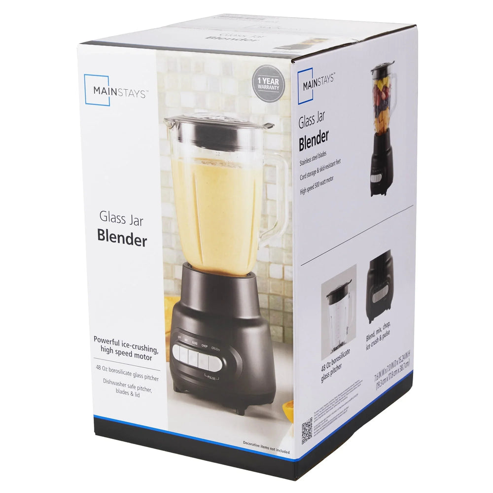Mainstays Glass Jar 5 Speed Blender with 6-Cup Jar (48Oz) Capacity,New - USA MEGA SHOP