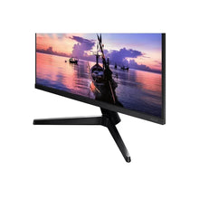 LED monitor front with colorful screen and black V-shaped stand