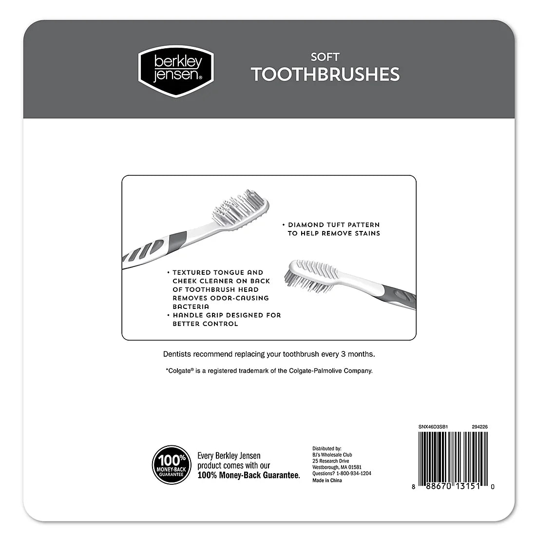 Berkley Jensen Soft Manual Toothbrushes, 10 ct.