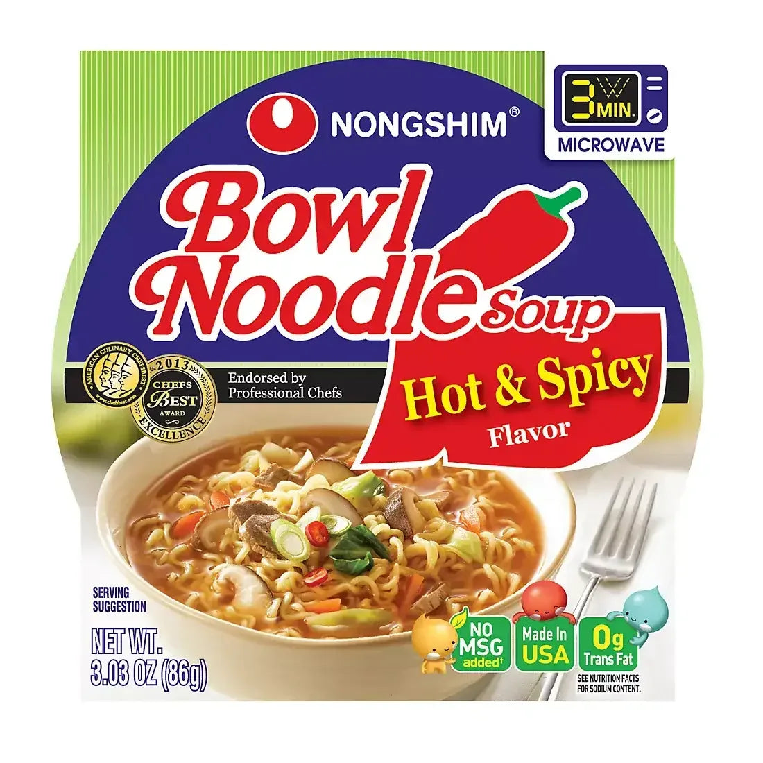 Nong Shim Hot & Spicy Bowl Noodle Soup, 12 pk./3.03 oz. - USA MEGA SHOP