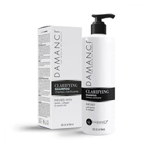 Damanci clarifying shampoo bottle and box set, infused with collagen and keratin, 32 oz.