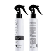 Damanci blowout thermal spray bottles with black pump sprayers, front and back