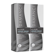 Argan cream box set with two gray cartons and matching black-and-white tubes