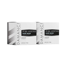 Hair mask 2-pack boxes, Pure-Intense enriched, side view with dark label.