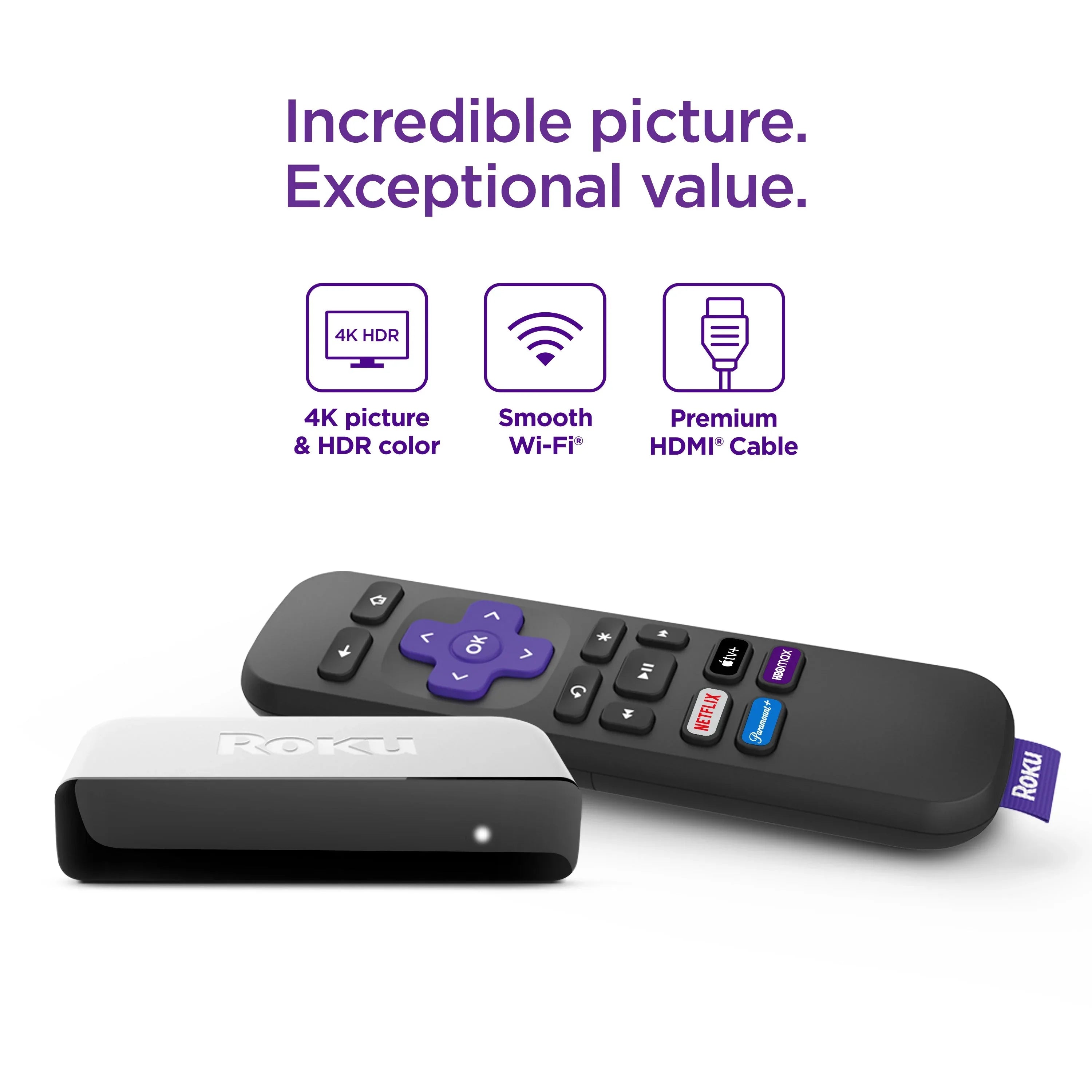 Roku Premiere | 4K/HDR Streaming Media Player Wi-FiÂ® Enabled with Premium High Speed HDMIÂ® Cable and Standard Remote - USA MEGA SHOP