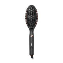 T3 Edge heated smoothing brush with black bristles, control button, and power cord