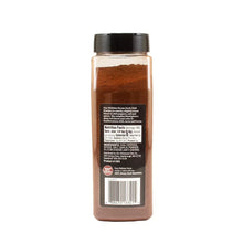 Wellsley Farms dark chili powder bottle, clear jar with black cap, back label