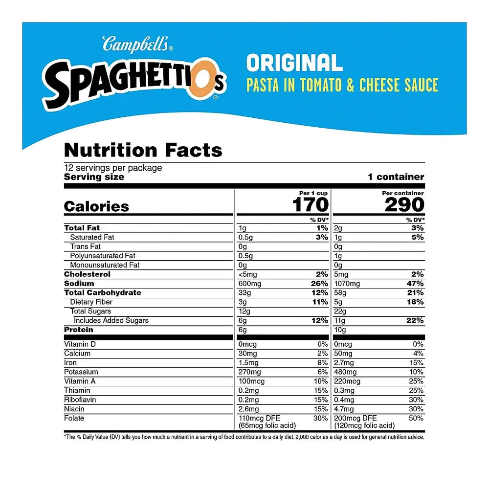 SpaghettiOs Original Canned Pasta, Cans, 12 pk./15.8 oz. - USA MEGA SHOP