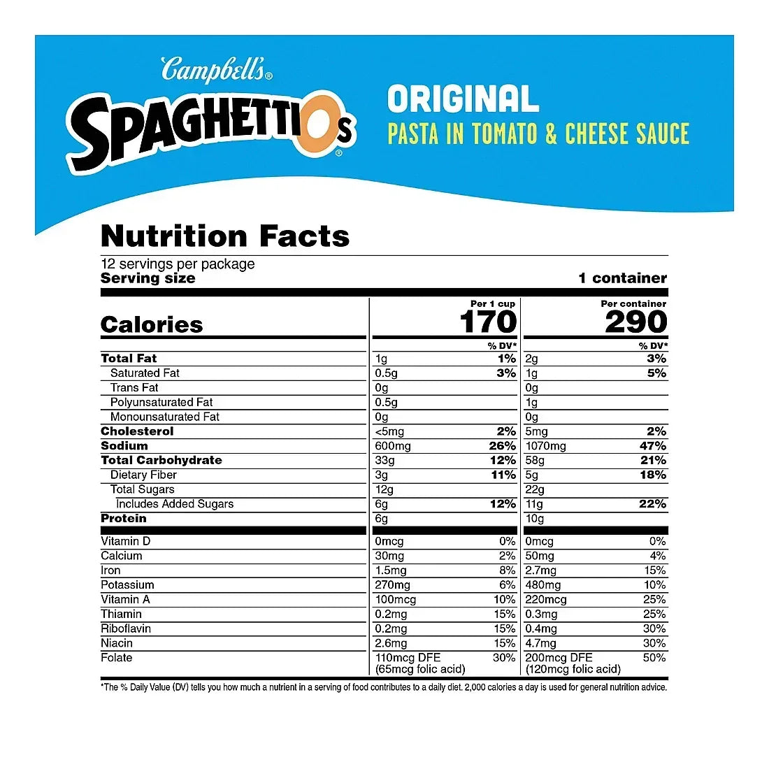 SpaghettiOs Original Canned Pasta, Cans, 12 pk./15.8 oz.