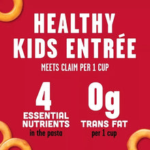 Canned pasta health claim panel with text about nutrients and trans fat