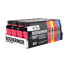 BODYARMOR sports drink variety pack carton showing several electrolyte bottles and colorful side labels