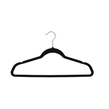 Velvet hanger, black with curved shoulders and metal hook