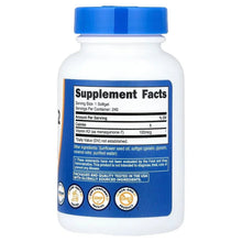 Vitamin K2 supplement facts panel on white bottle with blue cap, 1 softgel serving
