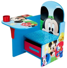 Kids desk chair with storage drawer and blue bench, Mickey ears backrest