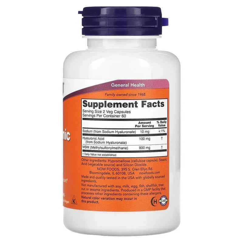 NOW Foods, Hyaluronic Acid With MSM, Veg Capsules