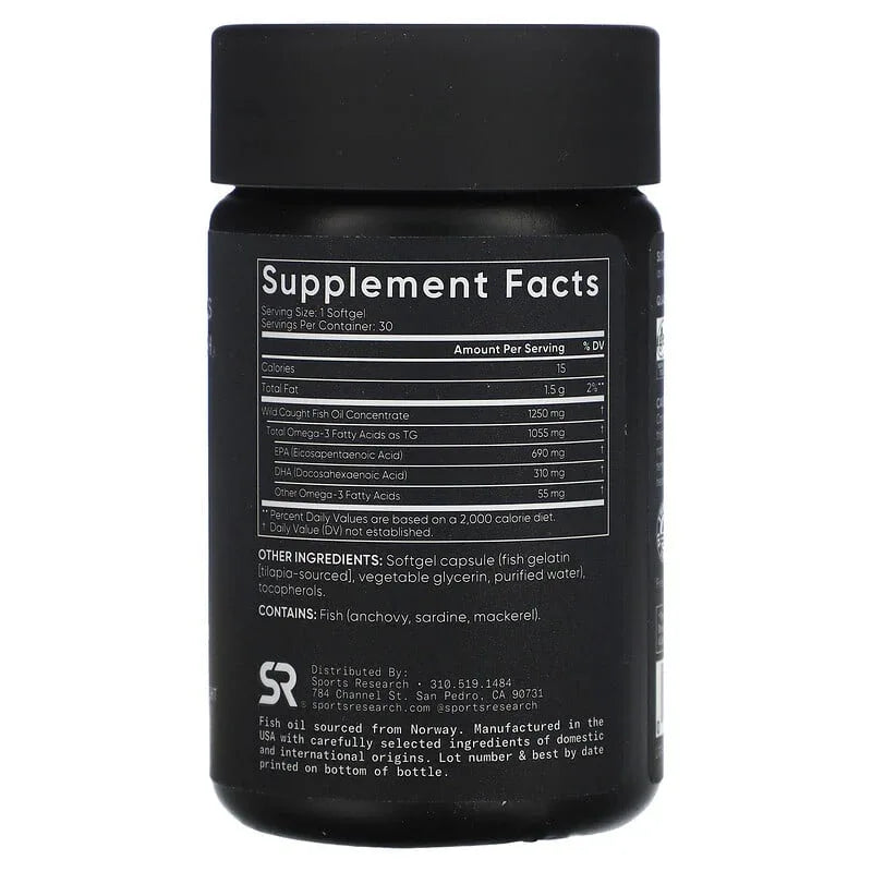 Sports Research, Omega-3 Fish Oil, Triple Strength , Softgels