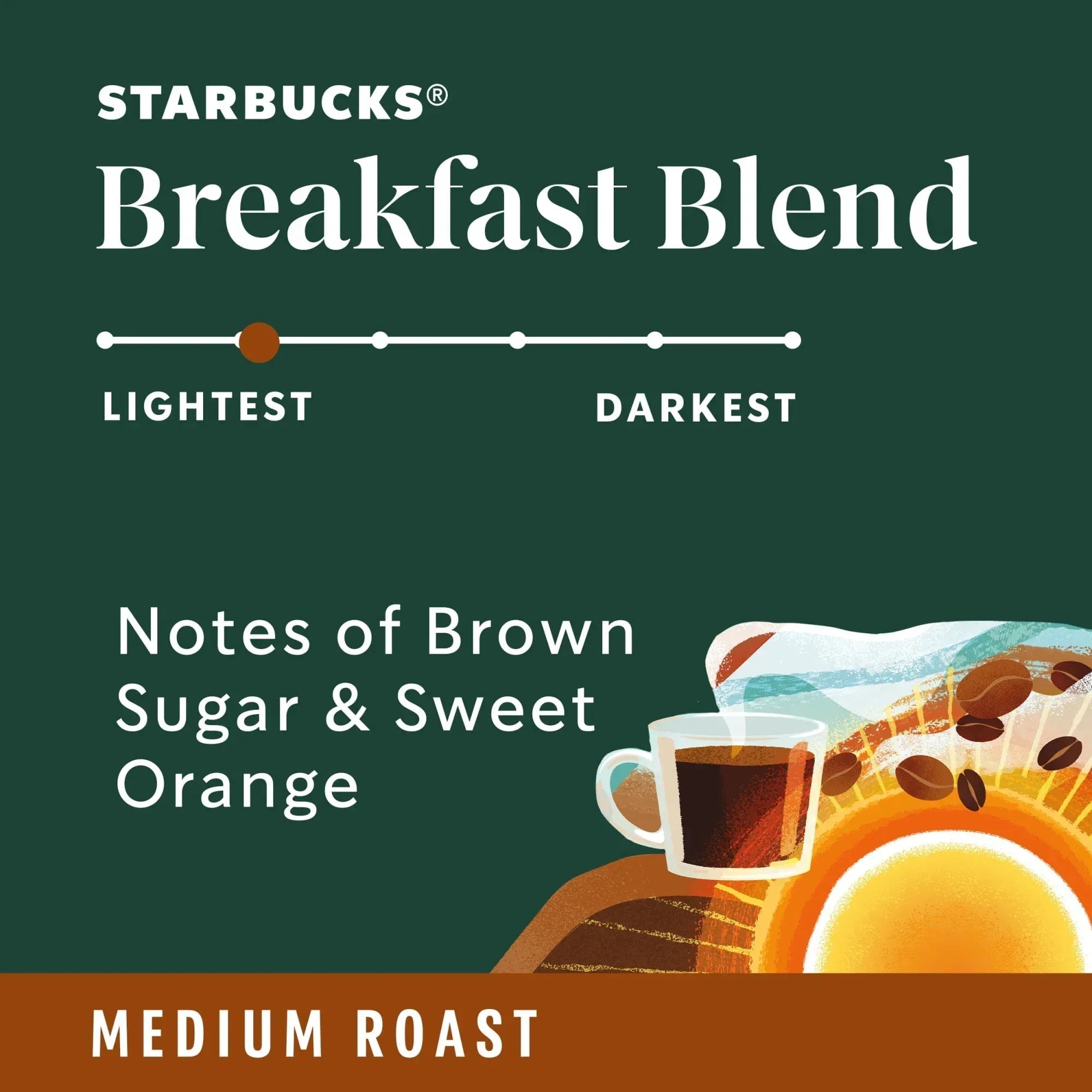 Starbucks Breakfast Blend, Ground Coffee, Medium Roast Hot or Iced Coffee, 18 oz