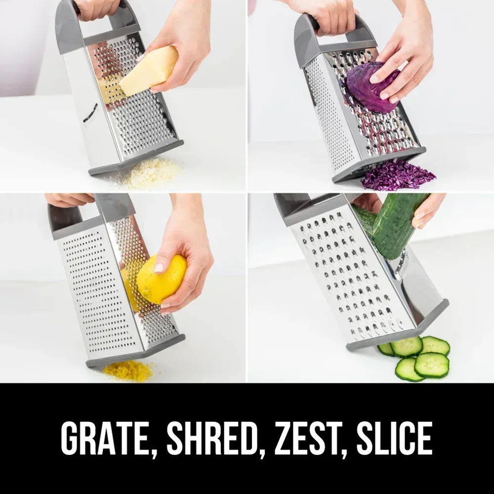 GORILLA GRIP Cheese Grater, BPA Free Stainless Steel Box Graters, Cheeses and Veggie Shredder