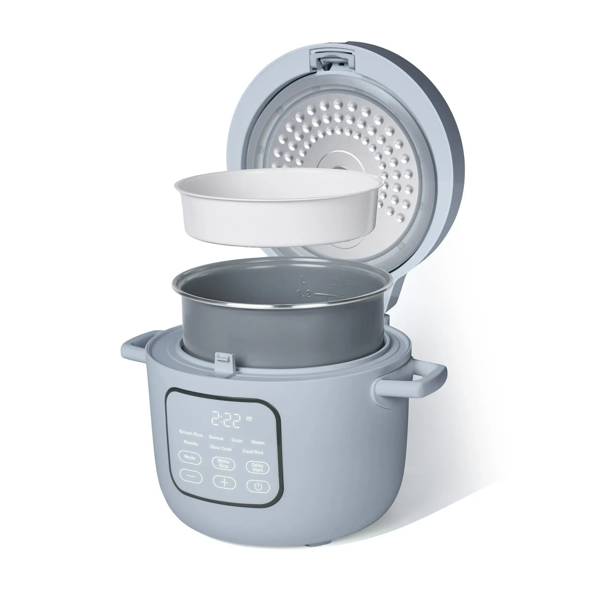 Beautiful 14-Cup Cooked, 6-Cups Uncooked Electric Rice and Grain Cooker, EverGoodâ„¢ Ceramic Nonstick Coating, Cornflower Blue by Drew Barrymore - USA MEGA SHOP