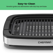 Electric indoor grill with nonstick ridged grate surface