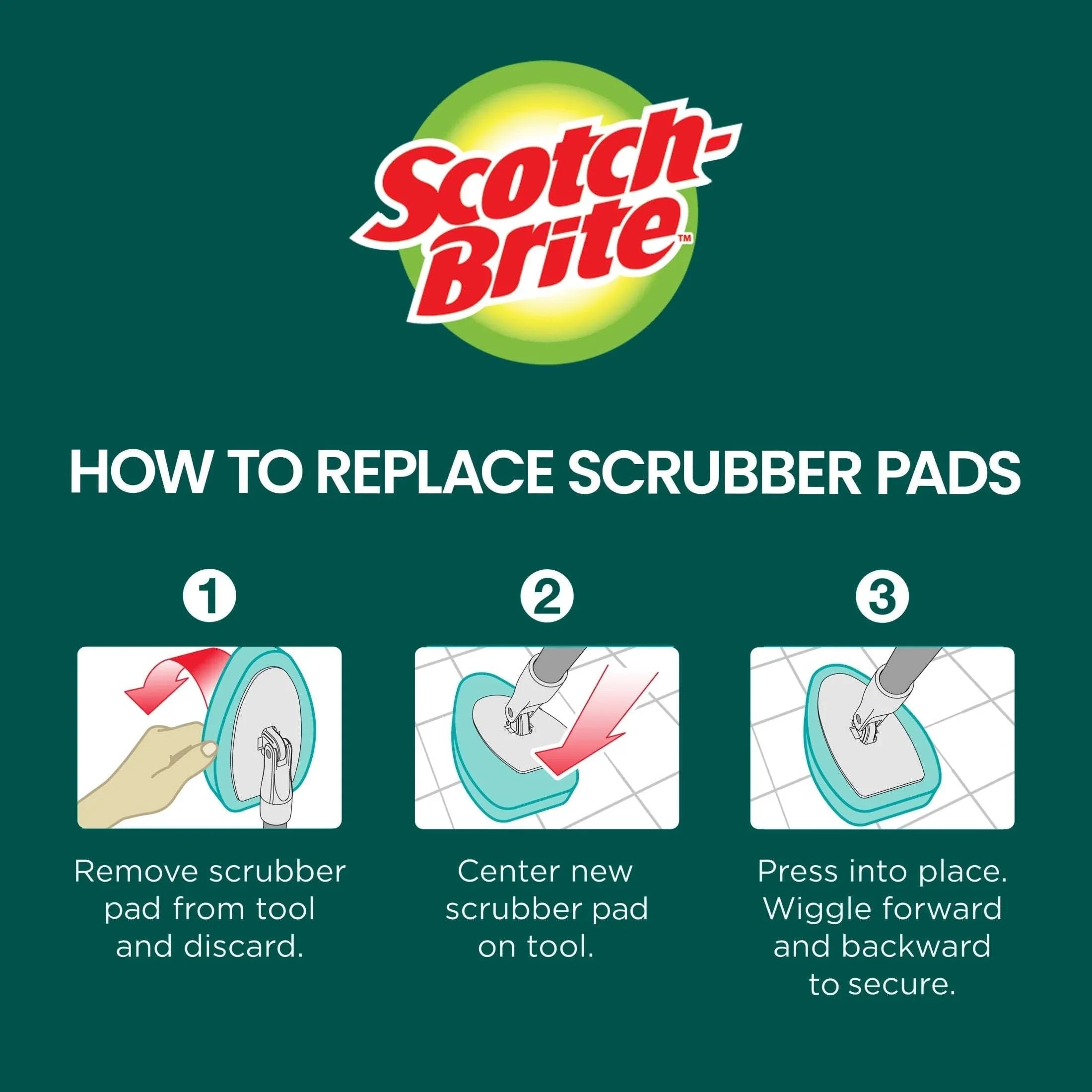 Scotch-Brite Extendable Tub & Tile Scrubber Kit, 1 Handle and 3 Non-Scratch Scrubber Pads